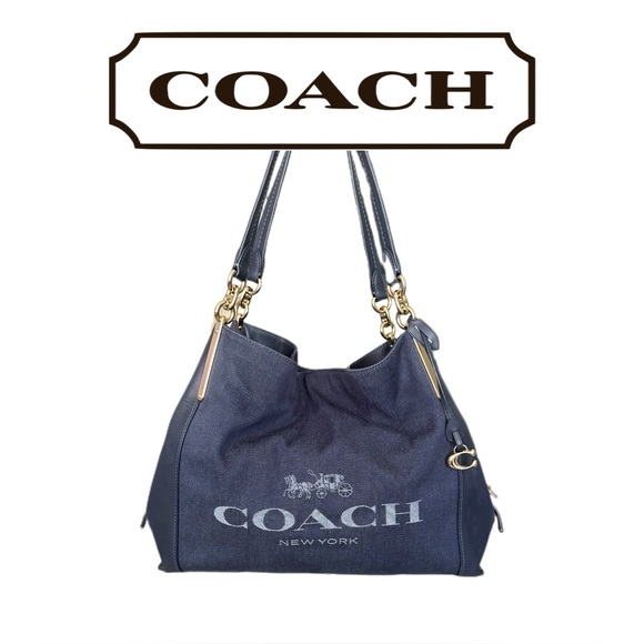 Coach Dalton 31 Horse and Carriage Jacquard Shoulder Bag - Blue Denim. LIKE NEW - Picture 1 of 13